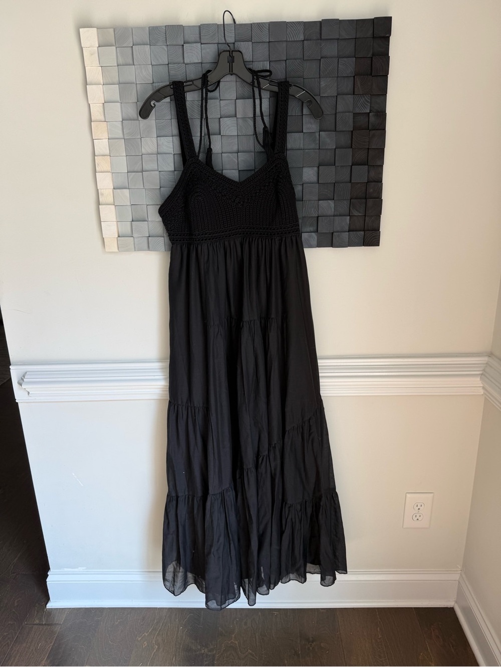 La Ligne Black Crochet-Bodice Maxi Dress